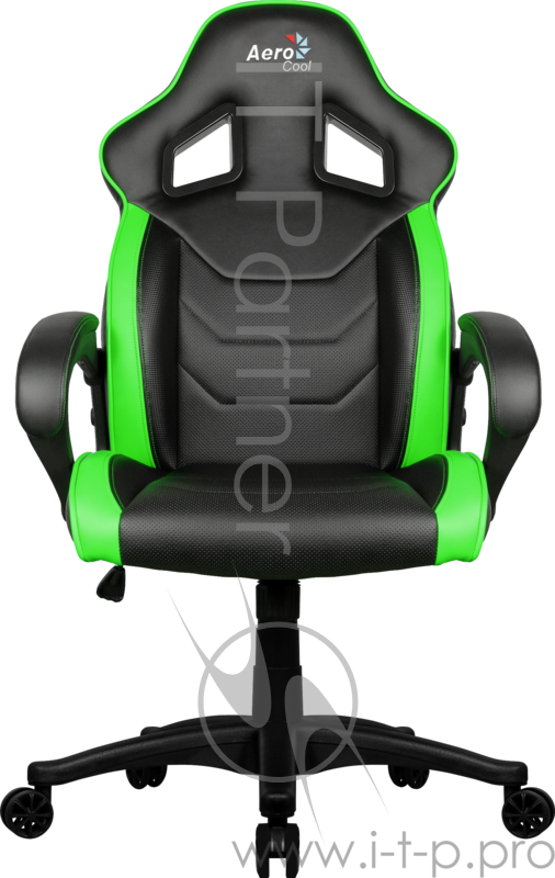 Кресло для геймера Aerocool AC60C AIR-BG , черно-зеленое, до 100кг, ШxГxВ : 65x74x113/120 см, газлифт 80 мм, механизм бабочка