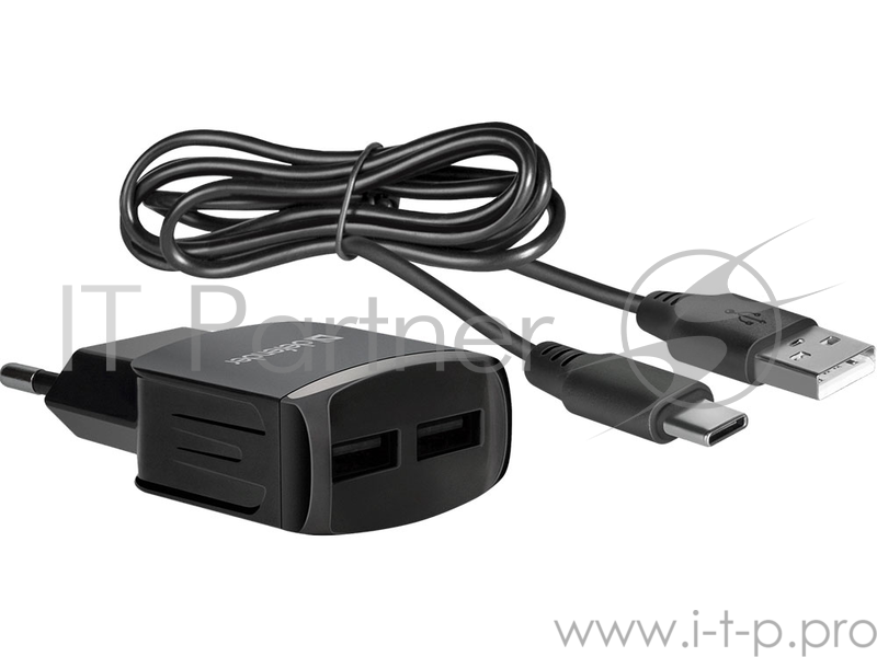 Сетевой адаптер Defender 2xUSB,5V/2.1А кабель Type-C , (UPC-23) (83583)