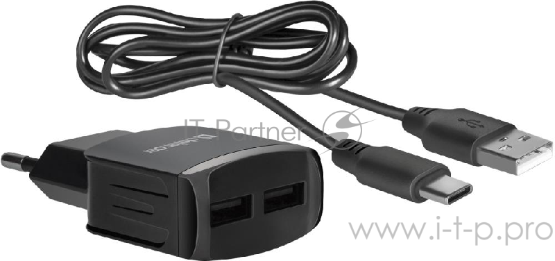 Сетевой адаптер Defender 2xUSB,5V/2.1А кабель Type-C , (UPC-23) (83583)