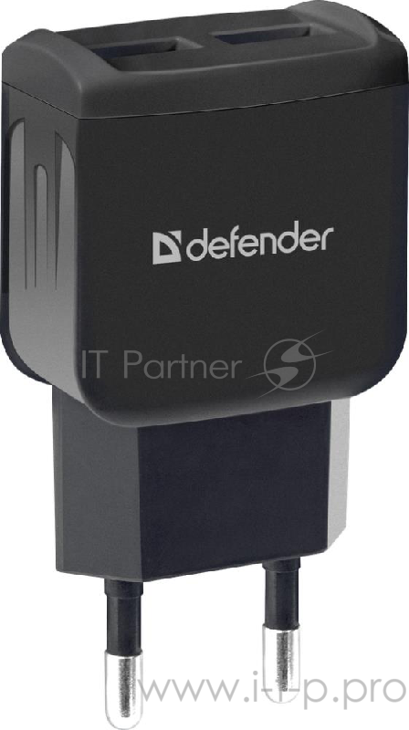 Сетевой адаптер Defender 2xUSB, 5V/2.1А, черный, пакет (EPA-13) (83840)
