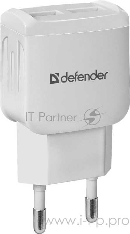 Сетевой адаптер Defender 2xUSB, 5V/2.1А, белый, пакет (EPA-13) (83841)