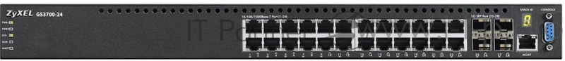 Управляемый коммутатор ZyXEL GS3700-24 L2+ Gigabit Ethernet с 24 разъемами RJ-45 и 4 слотами 10G SFP+