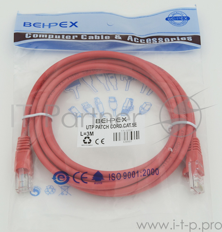 Сетевое оборудование Patchcord molded 5E Copper 3m Red