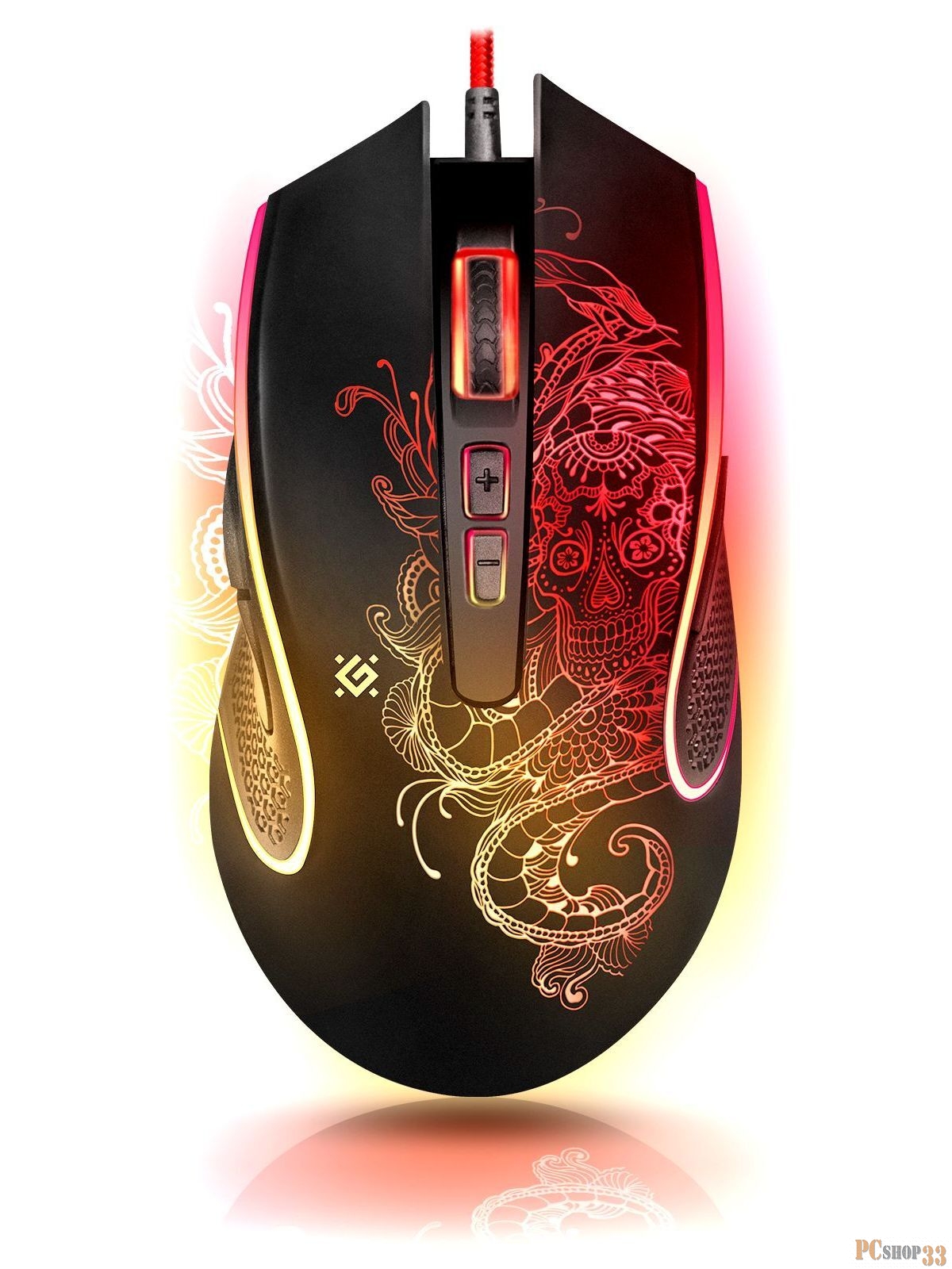 Игровая мышь чёрная Defender Venom (8 кнопок, 3200 dpi, RGB подсветка, USB, коврик, GM-640L)