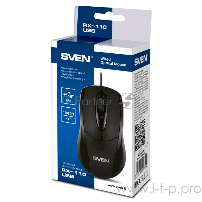 Мышь SVEN RX-110 / USB / WIRED / OPTICAL / BLACK
