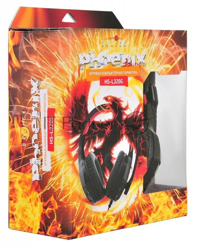 Наушники с микрофоном Oklick Phoenix HS-L320G черный/красный 1.9м мониторы оголовье (NO-3000)