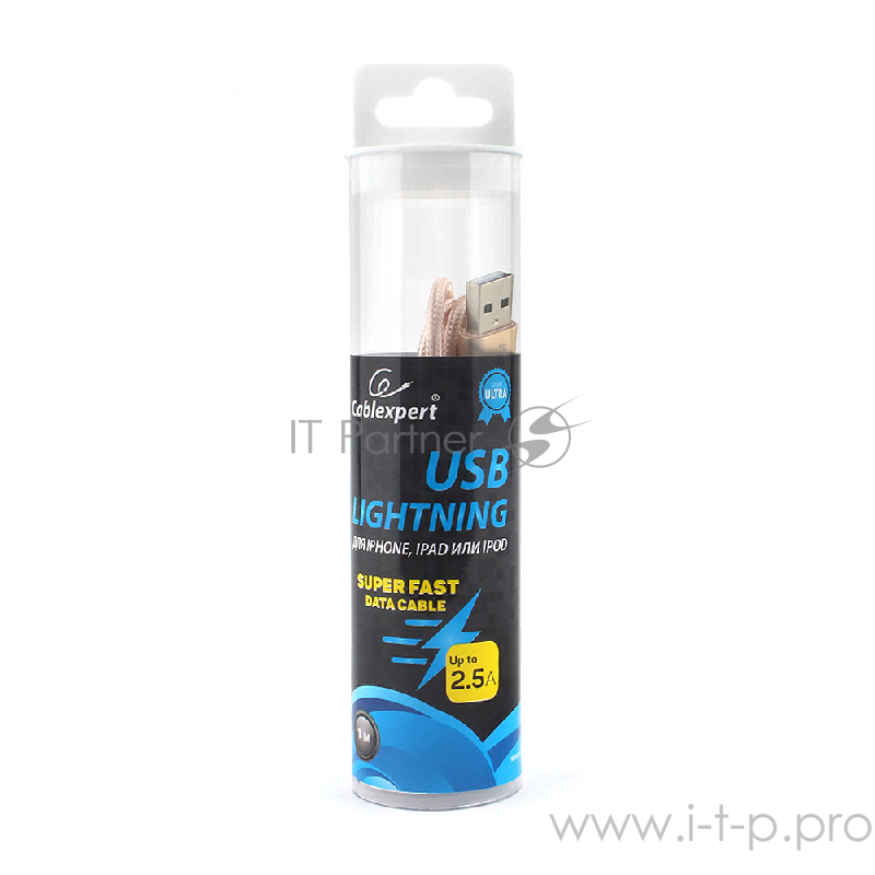Кабель Cablexpert для Apple CC-U-APUSB01Gd-1M, AM/Lightning, серия Ultra, длина 1м, золотой, блистер