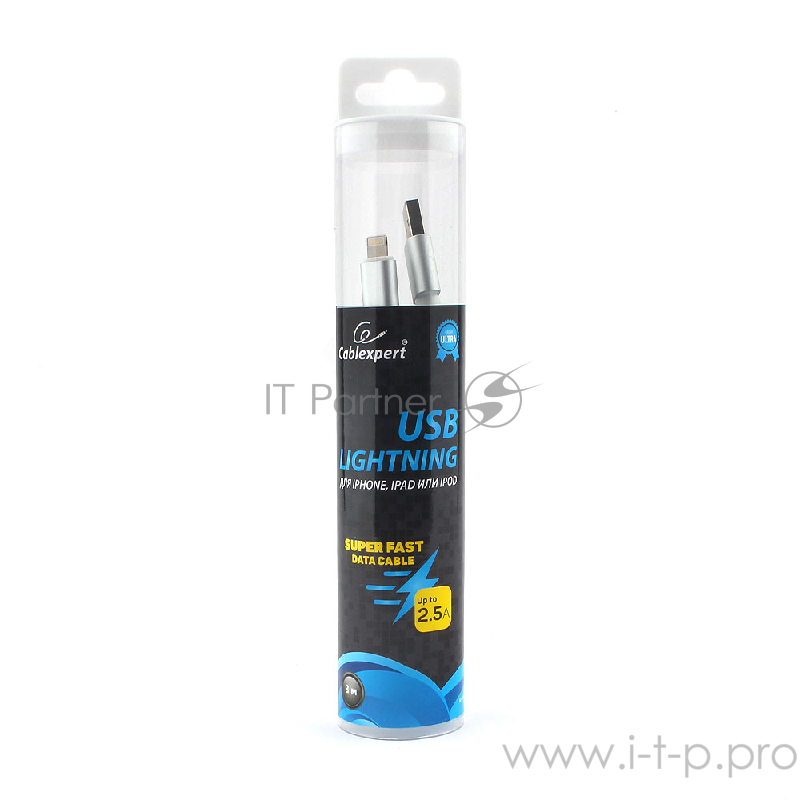 Кабель Cablexpert для Apple CC-U-APUSB01S-3M, AM/Lightning, серия Ultra, длина 1.8м, серебристый, блистер