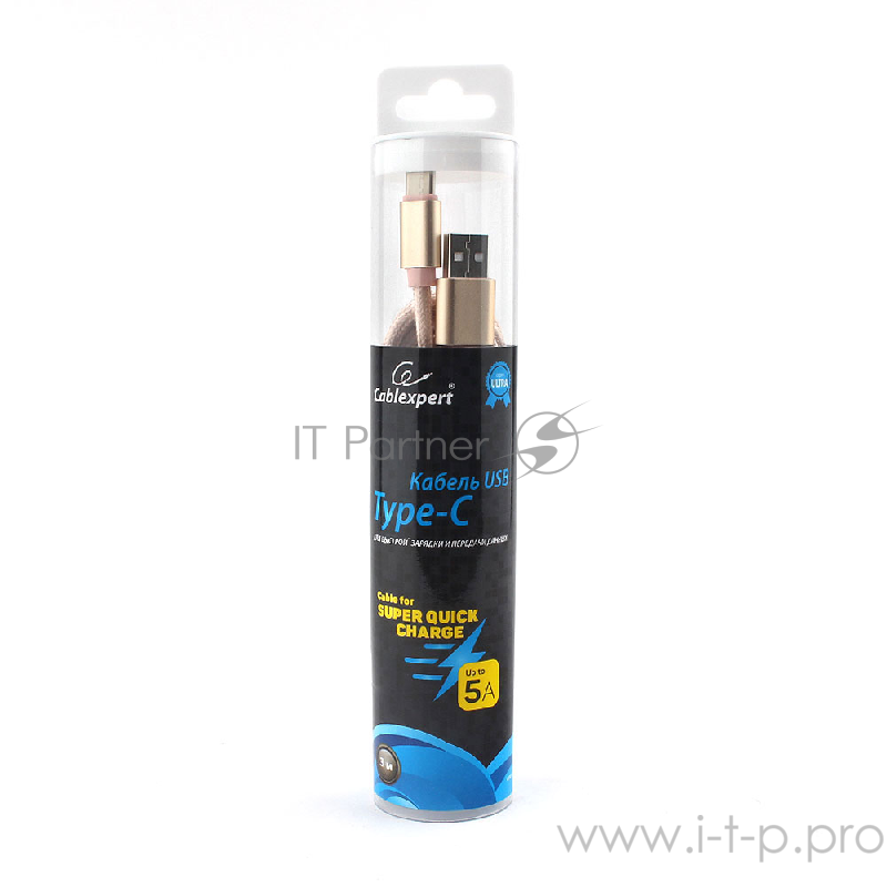 Кабель USB 2.0 Cablexpert CC-U-USBC02Gd-3M, AM/TypeC, серия Ultra, длина 3м, золотой, блистер