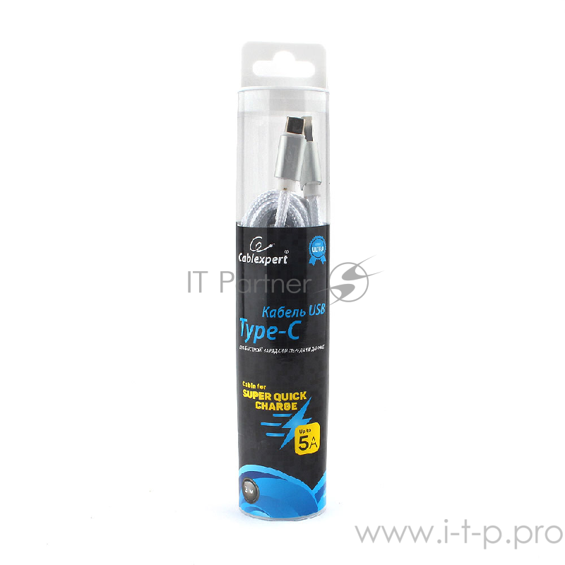 Кабель USB 2.0 Cablexpert CC-U-USBC02S-3M, AM/TypeC, серия Ultra, длина 3м, серебристый, блистер