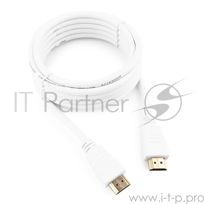 Кабель HDMI Gembird/Cablexpert , 3м, v1.4, 19M/19M, белый, позол.разъемы, экран, пакет(CC-HDMI4-W-10)