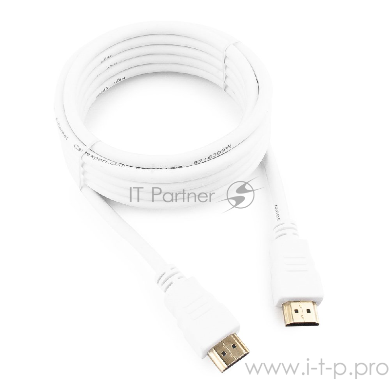 Кабель HDMI Gembird/Cablexpert , 3м, v1.4, 19M/19M, белый, позол.разъемы, экран, пакет(CC-HDMI4-W-10)