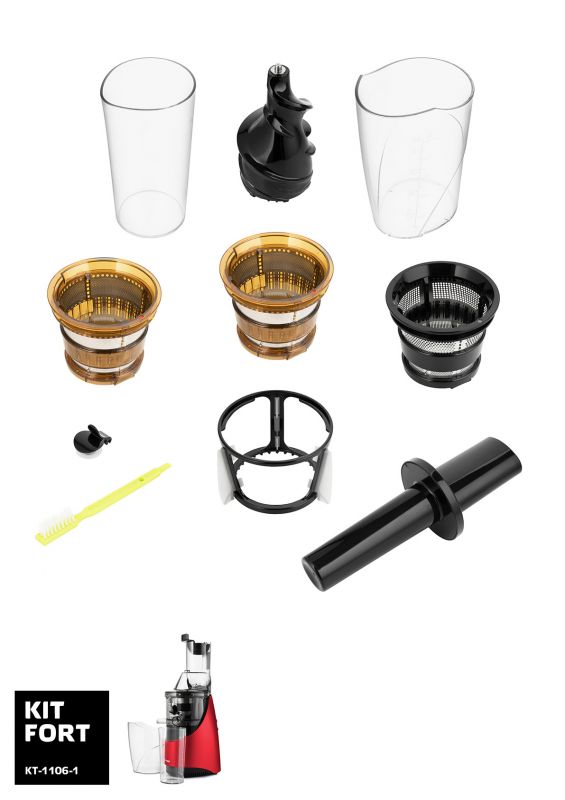 Соковыжималка шнековая Kitfort КТ-1106-1 260Вт красный/черный