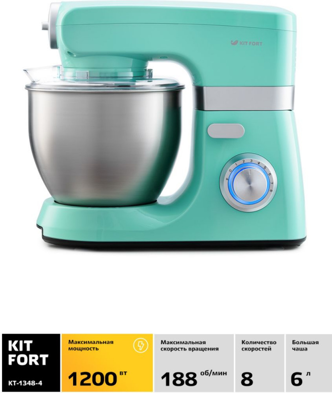 Миксер стационарный Kitfort КТ-1348-4 1200Вт бирюзовый