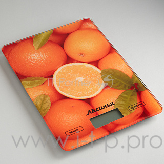 Весы настольные электронные АКСИНЬЯ КС-6501 Цитрус: 5 кг, стекло (Россия)(24)