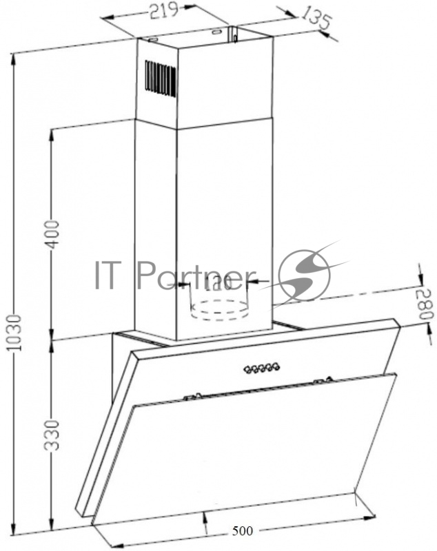 Вытяжка каминная Lex Luka 500 черный управление: кнопочное (1 мотор)