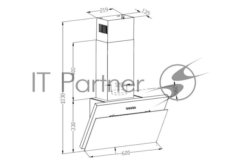 Вытяжка каминная Lex Luka 600 белый управление: кнопочное (1 мотор)
