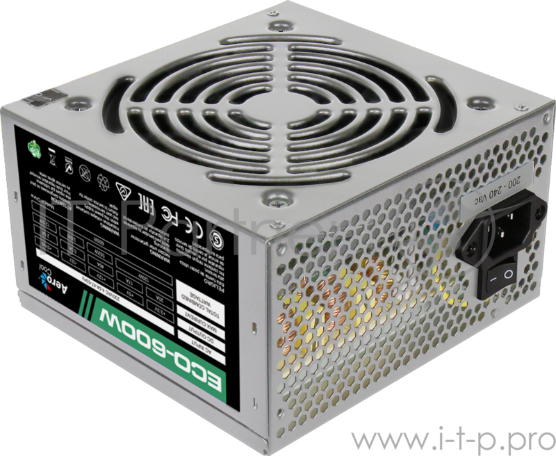 Блок питания Aerocool 600W Retail ECO-600W ATX v2.3 Haswell, fan 12cm, 400mm cable, power cord, 20+4