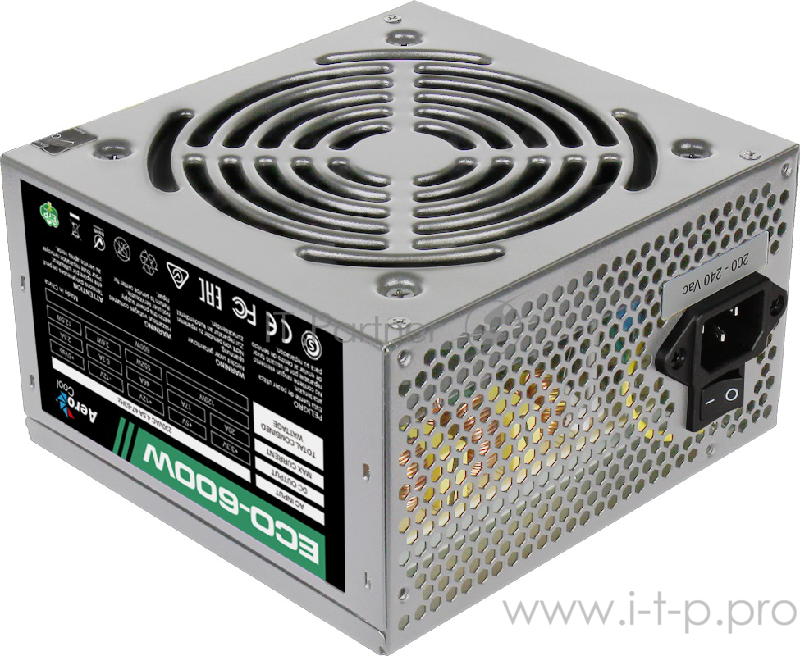 Блок питания Aerocool 600W Retail ECO-600W ATX v2.3 Haswell, fan 12cm, 400mm cable, power cord, 20+4