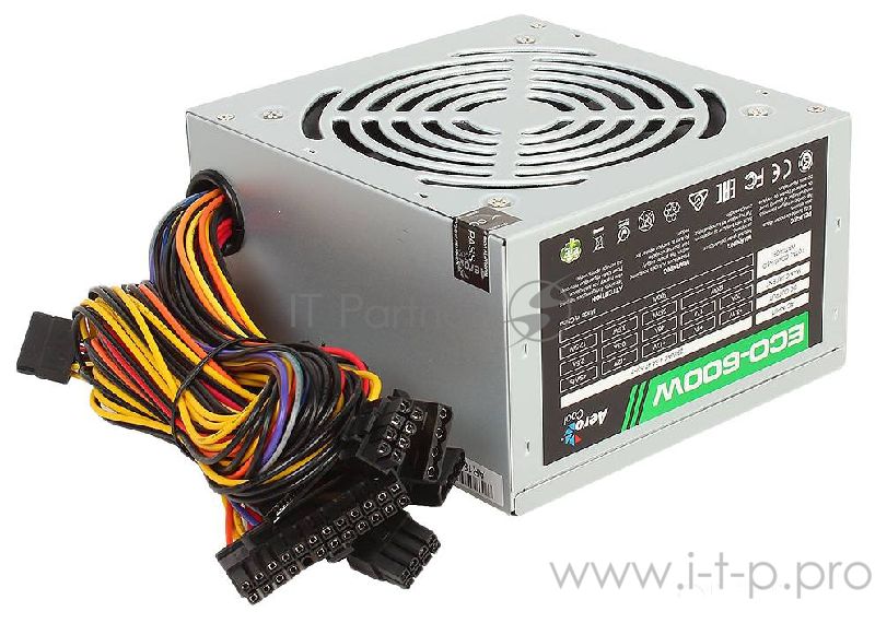 Блок питания Aerocool 600W Retail ECO-600W ATX v2.3 Haswell, fan 12cm, 400mm cable, power cord, 20+4