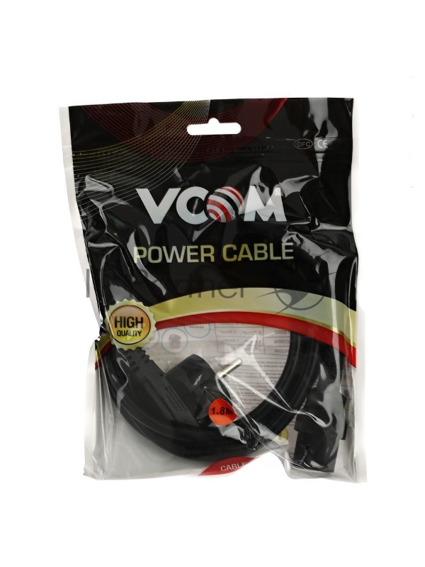 Кабель компьютер-розетка 220V (EURO) <VDE> 3G*1.5mm2 VCOM {CE021-CU} 1,8м подходит для майнинга