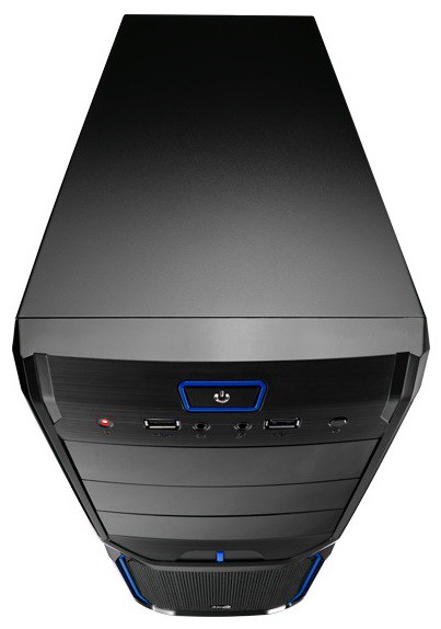 Корпус Aerocool V3X черный/голубой без БП ATX 1x80mm 2xUSB2.0 audio