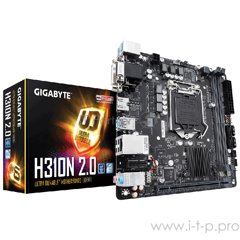 Материнская плата Gigabyte H310N 2.0 Soc-1151v2 Intel H310C 2xDDR4 mini-ITX AC`97 8ch(7.1) GbLAN+VGA+DVI+HDMI