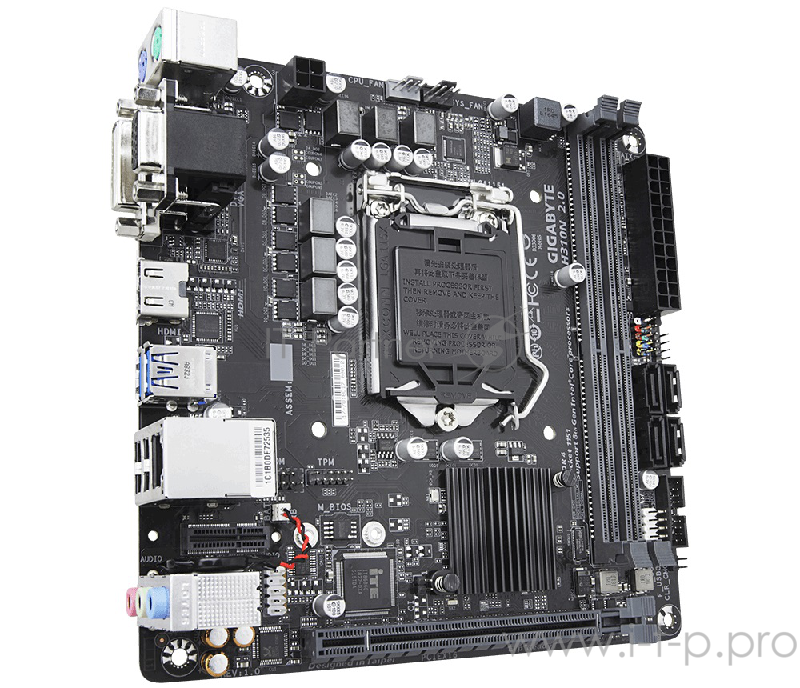 Материнская плата Gigabyte H310N 2.0 Soc-1151v2 Intel H310C 2xDDR4 mini-ITX AC`97 8ch(7.1) GbLAN+VGA+DVI+HDMI
