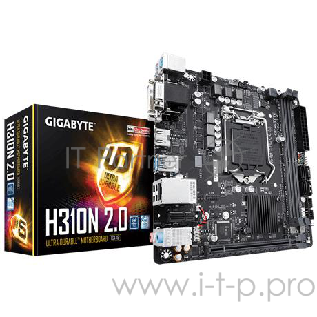 Материнская плата Gigabyte H310N 2.0 Soc-1151v2 Intel H310C 2xDDR4 mini-ITX AC`97 8ch(7.1) GbLAN+VGA+DVI+HDMI