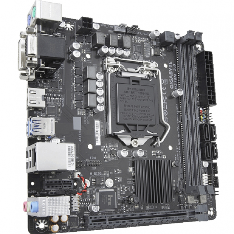 Материнская плата Gigabyte H310N 2.0 Soc-1151v2 Intel H310C 2xDDR4 mini-ITX AC`97 8ch(7.1) GbLAN+VGA+DVI+HDMI