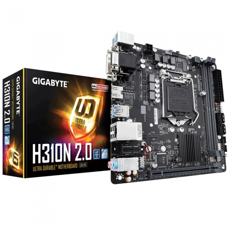 Материнская плата Gigabyte H310N 2.0 Soc-1151v2 Intel H310C 2xDDR4 mini-ITX AC`97 8ch(7.1) GbLAN+VGA+DVI+HDMI