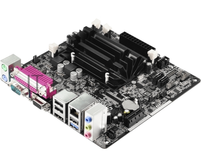Материнская плата Asrock Q1900B-ITX + Celeron J1900 2xDDR3 SO-DIMM, Intel HD Graphics, 5.1CH, 1000 Мбит/с, USB3.0, D-Sub, HDMI, COM, LPT, Mini-ITX RTL