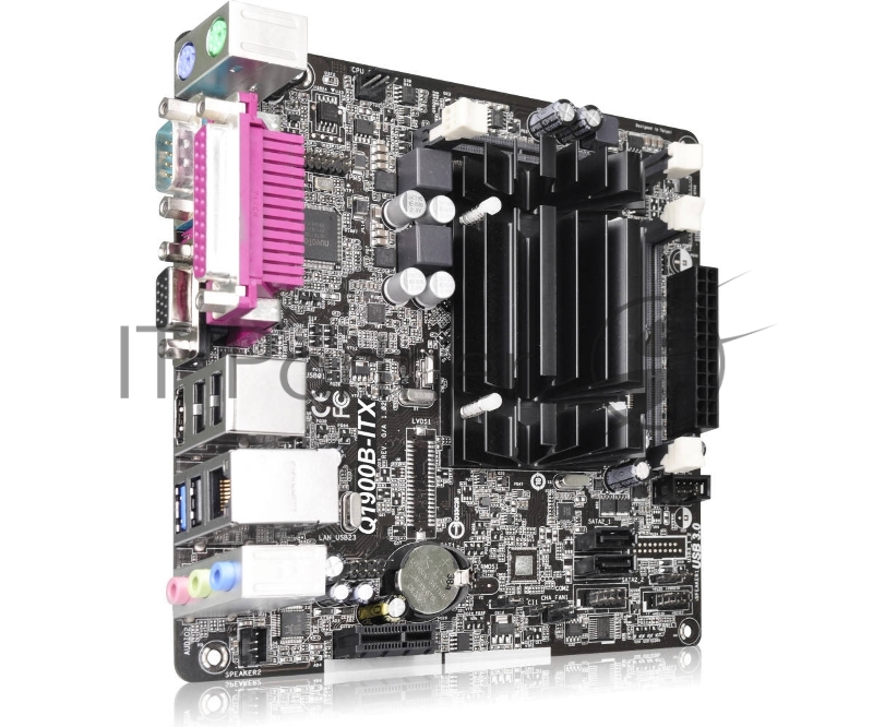Материнская плата Asrock Q1900B-ITX + Celeron J1900 2xDDR3 SO-DIMM, Intel HD Graphics, 5.1CH, 1000 Мбит/с, USB3.0, D-Sub, HDMI, COM, LPT, Mini-ITX RTL