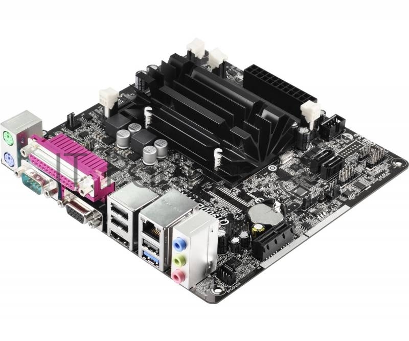 Материнская плата Asrock Q1900B-ITX + Celeron J1900 2xDDR3 SO-DIMM, Intel HD Graphics, 5.1CH, 1000 Мбит/с, USB3.0, D-Sub, HDMI, COM, LPT, Mini-ITX RTL