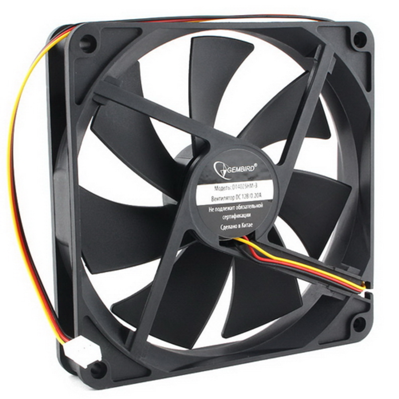 Вентилятор Gembird, 140x140x25, гидродинамический, 3 pin, провод 40 см