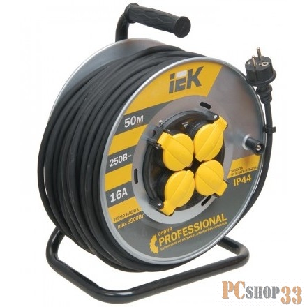Iek WKP17-16-04-50-44 Катушка УК50 на мет с т/з 4 места 2 Р + P Е /50м КГ 3х2,5мм2 IP44 Professiona