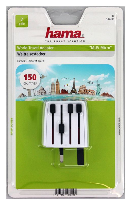 Адаптер-переходник Hama 137381 (1 розетка) белый (блистер)