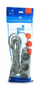 Сетевой удлинитель Powercube PC-Y-5-32-3 3м (5 розеток) серый (пакет ПЭ)