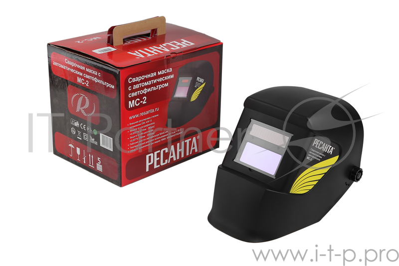 Защитные очки, Маски для сварки, Защитные щитки Ресанта МС-2 65/14 Сварочная маска Черная {питание - Батарея солнечная и литиевая} 4606059016410