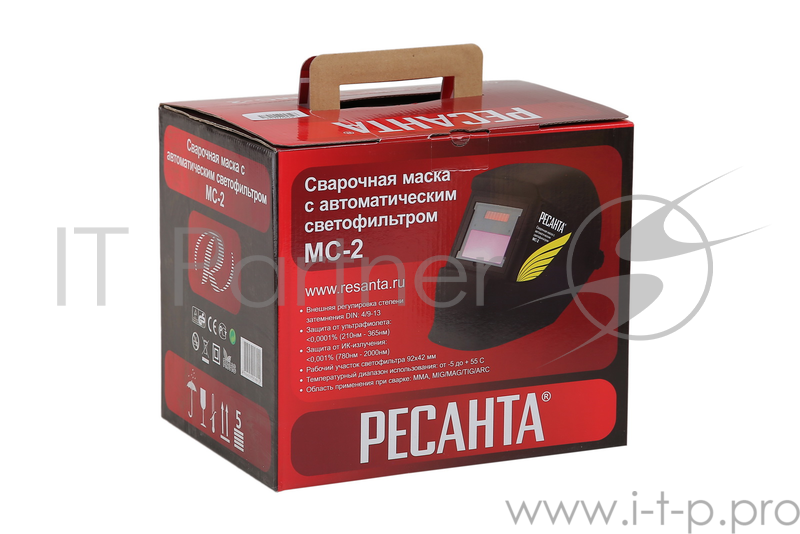 Защитные очки, Маски для сварки, Защитные щитки Ресанта МС-2 65/14 Сварочная маска Черная {питание - Батарея солнечная и литиевая} 4606059016410