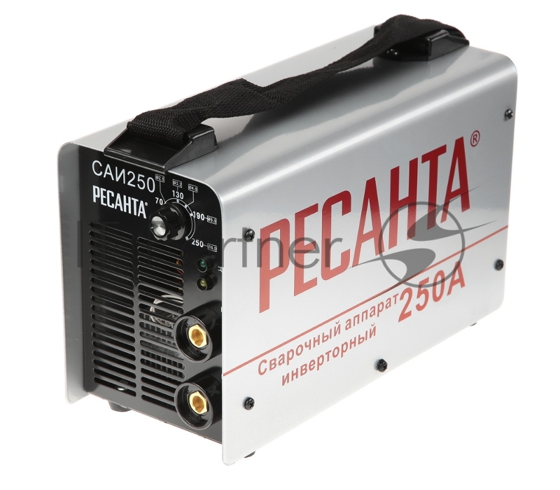 Ресанта Сварочное оборудование, Инверторы Ресанта САИ 250 65/23 Сварочный аппарат инверторный в кейсе 65/23 {154В-242В, макс.7,7кВт, 10А-250А, ПВ 70%, напр. холостого хода 80В, напр. 29В, макс. диаметр электрода 6,мм, 5 кг}