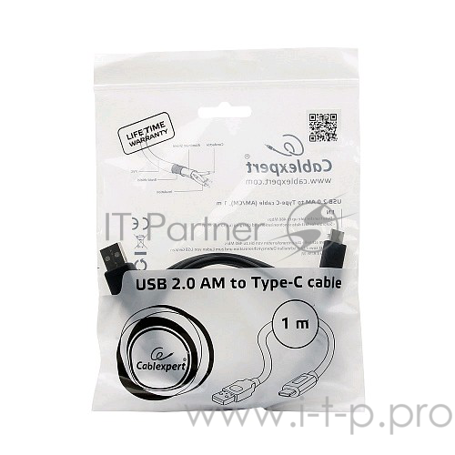 Кабель USB2.0 соединительный USB A-C Gembird Cablexpert CCP-USB2-AMCM-1M (1.0м)