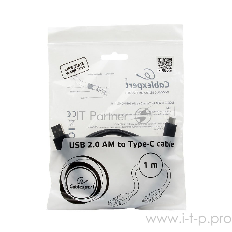 Кабель USB2.0 соединительный USB A-C Gembird Cablexpert CCP-USB2-AMCM-1M (1.0м)