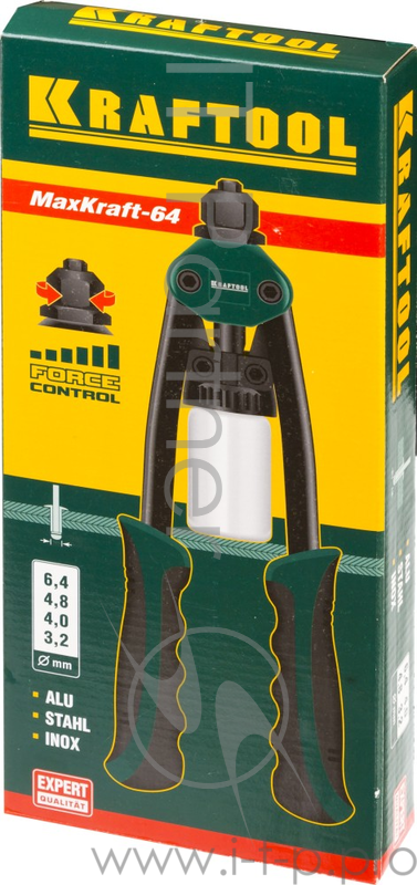 Заклепочник KRAFTOOL 31160 двуручный для заклёпок из al стали нерж стали d=3.2/4.0/4.8/6.4мм