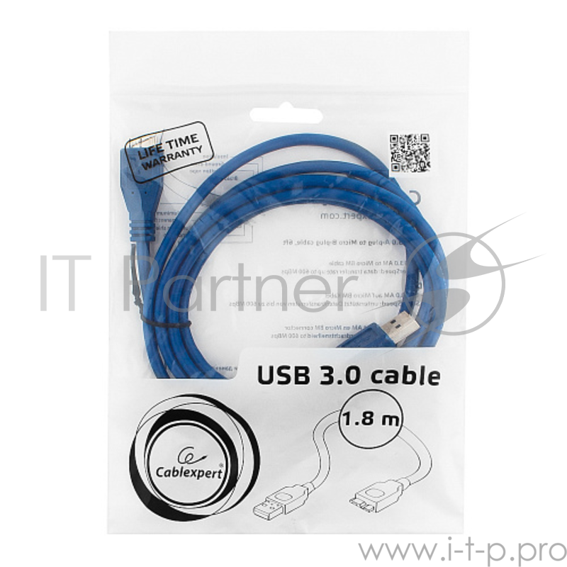 Кабель USB3.0 соединительный USB A-microB Gembird Cablexpert CCP-MUSB3-AMBM-6 (1.8м)