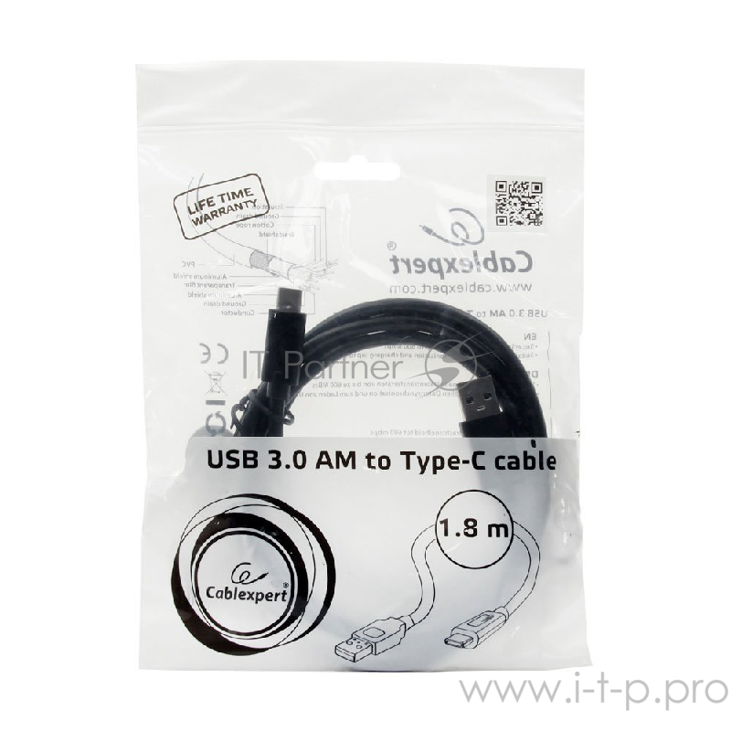 Кабель USB3.0 соединительный USB A-C Gembird Cablexpert CCP-USB3-AMCM-6 (1.8м)