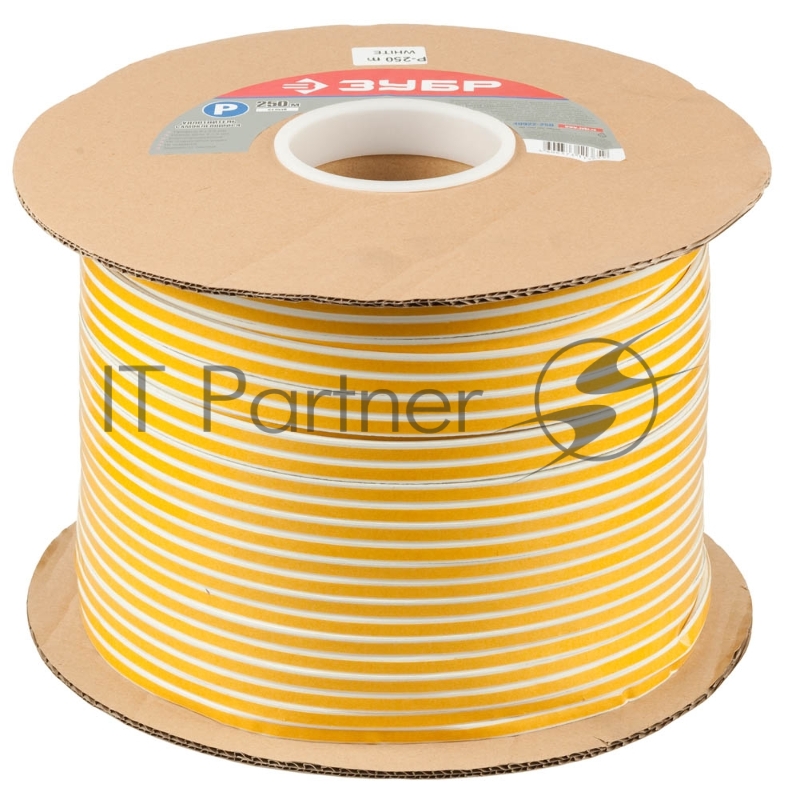 Уплотнитель ЗУБР 40922-250 резиновый самоклеящийся профиль ''p'' белый 250м