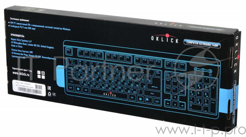 Клавиатура Oklick 140M черный USB