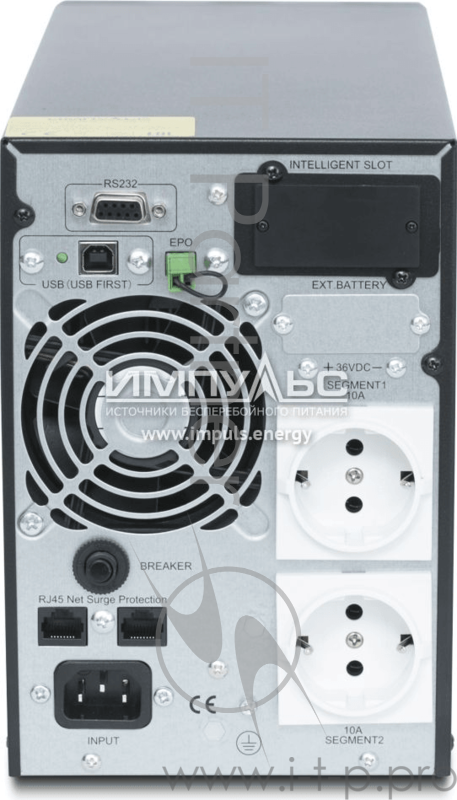 Источник бесперебойного питания Импульс Двойное преобразование (онлайн), 1000 ВА / 900 Вт, Tower, Schuko, LCD, Serial+USB, USB, SmartSlot