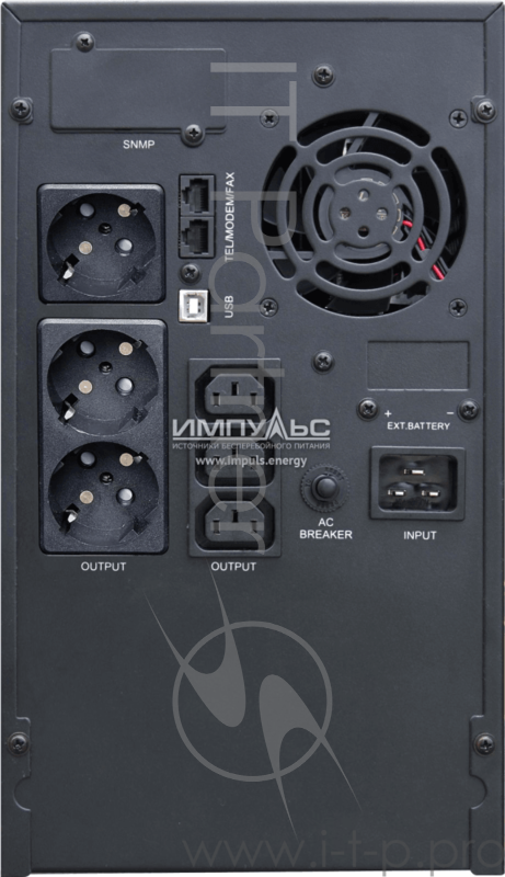 Источник бесперебойного питания Импульс Интерактивная, 3000 ВА / 2400 Вт, Tower, IEC + Schuko, LCD, USB, SmartSlot